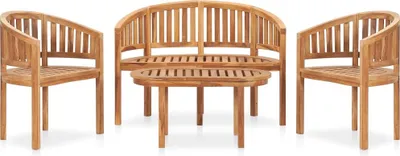 Produktbild von 4-tlg. Garten-Lounge-Set Massivholz Teak