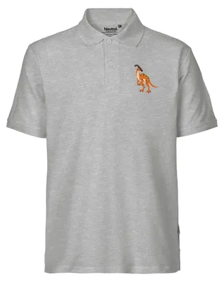 Produktbild von Huuraa Herren Polo Shirt Parasaurolophus Dinosaurier S Sport Grey Bio Baumwolle Fairtrade Poloshirt Geschenkidee
