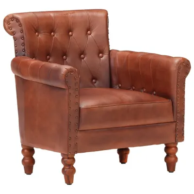 Image de vidaXL Fauteuil Marron Véritable cuir de chèvre