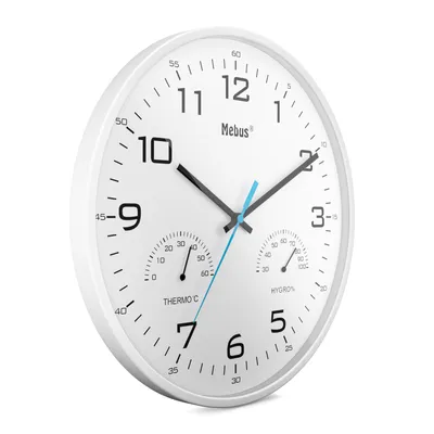Image de Horloge murale à quartz Mebus avec thermomètre et hygromètre 16181