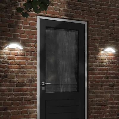 Image de vidaXL Lampes murales d'extérieur LED avec capteur 2 pcs. Blanc Fonte d'aluminium