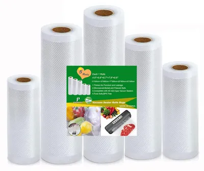 Immagine prodotto di Sacchetti per confezionamento sottovuoto, rotoli, 5 diverse dimensioni, senza BPA