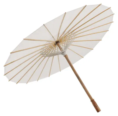 Produktbild von Kinder-Sonnenschirm aus Papier, Bambus und chinesischer Stil, elegante weiße DIY-Regenschirme zur Dekoration, 83 cm