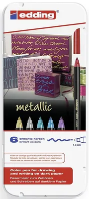 Zdjęcie produktu dla Marker edding 1200 colourpen 1 mm metaliczny, opakowanie 12 sztuk w 6 kolorach, blaszane pudełko