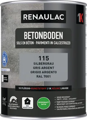 Produktbild von RENAULAC Betonbodenfarbe seidenmatt silber 1 l