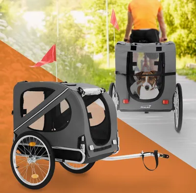 Obrázok produktu pre Hauki príves na bicykel a kočík pre psa 2v1, 130x72x90 cm, sivý, skladací