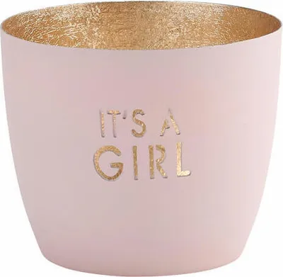 Image de Gift Company Photophore Madras Its a girl M, Porte-bougie à chauffe-plat, Porte-bougie, fer, rose pastel, or, 8.5 cm, 1091304076