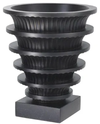 Produktbild von Casa Padrino Luxus Messing Vase mit Granitsockel Bronze / Schwarz Ø 19 x H. 22,3 cm - Wohnzimmer Deko