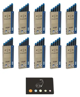 Productafbeelding van Parker inktpatronen lang Quink blauw + 1 liniaal - Set van 50 - Houten bladwijzer "kat" Blumie