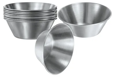 10 Edelstahl-Dipschalen 1,5 OZ, rund, silber