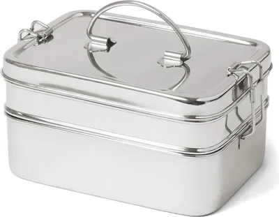 Produktbild von ECO Brotbox - Brotbox XL Double - Edelstahl Lunchbox zweilagig rund