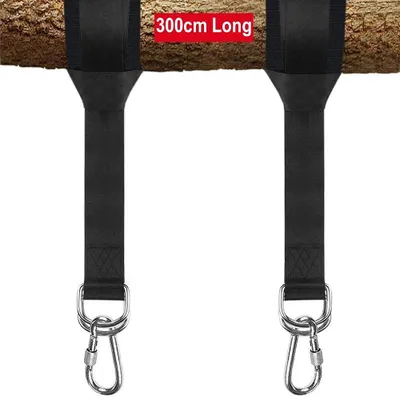 Image de Fixation de balançoire 300 cm - Kit de fixation pour hamac - Mousquetons de sécurité - Coussin de protection pour arbre - Ensemble de sangles - Balançoire de jardin - Fixation de hamac