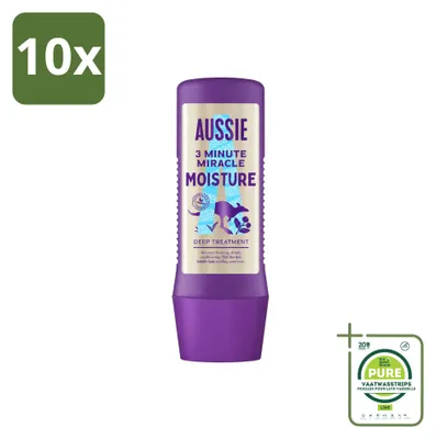 Image de 10 masques capillaires Aussie "3 Minute Miracle Moisture" - 225 ml - Lot de 10 pièces