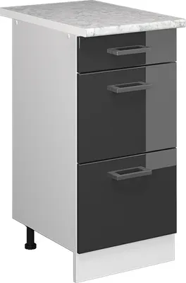 Produktbild von Küchenunterschrank Vicco R-Line Anthrazit Hochglanz 40 cm mit Schubladen, AP Marmor, Model 37732
