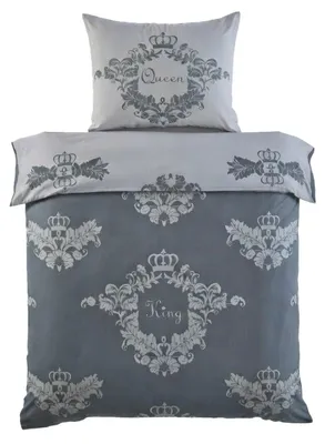 Produktbild von Renforce Bettwäsche Baumwolle King & Queen Grau 135x200 80x80cm: 4tlg.