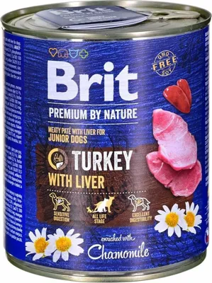 Imagen del producto de BRIT Premium by nature Junior, fórmula de pavo con hígado, alimento húmedo para cachorros de perro, 800g