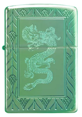 Obrázok produktu pre Hauser Rauchwaren Zippo ''green polished Armor Case Dragon'' benzínový zapaľovač tmavozelený