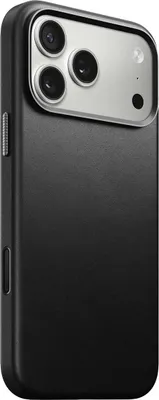 Image de Nomad Traditional cuir coque iPhone 17 Pro Max – Compatible avec MagSafe – Anneau de caméra en aluminium surélevé – Boutons en aluminium anodisé fabriqués à partir de matériaux recyclés - Noir