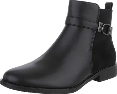 Produktbild von Ital-Design Damen Stiefeletten Chelsea Boots Leicht gefüttert Wildlederoptik, Textiloptik, Lederoptik Flache Stiefeletten 90169418 Schwarz Gr.  36