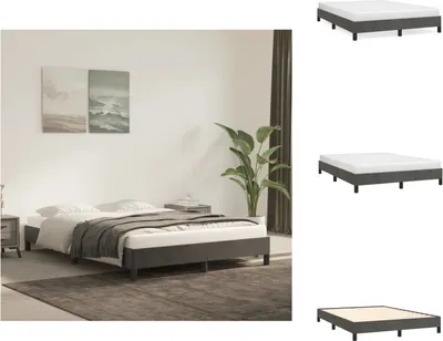 Image de vidaXL Cadre de lit gris foncé 140x190 cm Velours - Lits et sommiers