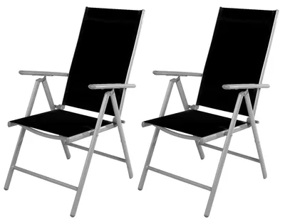 Image de 2 pièces chaise de jardin à dossier haut chaise de position chaise pliante aluminium - textilène