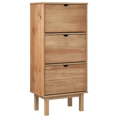 Produktbild von vidaXL Schuhschrank OTTA mit 3 Schubladen Braun Massivholz Kiefer