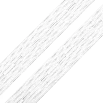 25 Meter Knopfloch Gummiband 15mm weiß