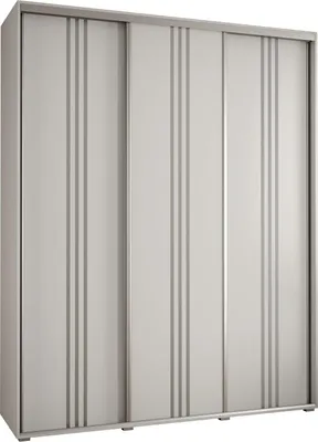 Produktbild von MEBLE KRYSPOL Cannes 6 Schrank mit 3 Schiebetüren - 205,2x200x45 cm - Weiß Weiß Silber
