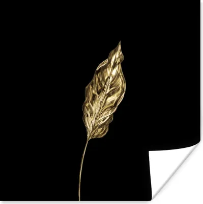 Produktbild von MuchoWow® Poster Blatt - Gold - Pflanze 50x50 cm - Wohnzimmerdekoration