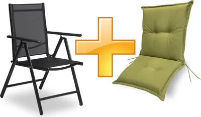 Produktbild von sunnypillow Set Gartenstuhl und Gartenstuhlauflage Niedriglehner | 100 x 50 x 9 cm Auflage wasserdicht UV-lichtecht | Klappsessel Klappstuhl für Garten Polsterauflagen Stuhlauflage | Grün