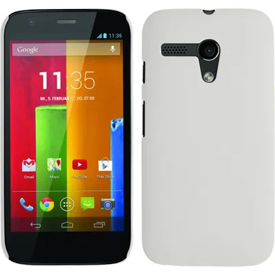 Produktbild von PhoneNatic Case kompatibel mit Motorola Moto G - Hülle weiß gummiert Hard-case + 2 Schutzfolien