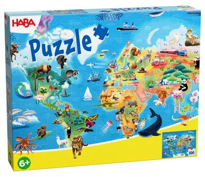 Productafbeelding van Haba kinderpuzzel, wereldkaart, 100 stukjes, artikelnummer 2013400001