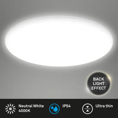 Zdjęcie produktu dla Lampa sufitowa LED do łazienki Briloner Rowny, Światło pośrednie, Ochrona przed zachlapaniem i kurzem, Neutralne białe światło, Biały, Ø35 x 5,5 cm