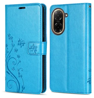 Produktbild von Handy Tasche für Xiaomi Redmi A5 Handyhülle Blumen Hülle Wallet Case Flipcover in Blau