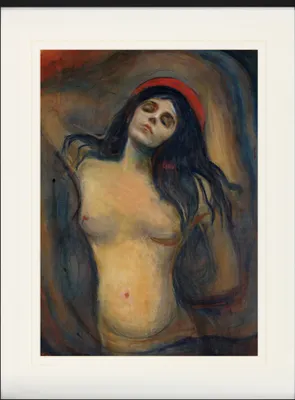 Obrázek produktu pro Edvard Munch Zarámovaný obraz s jemným paspartováním | Obrazy na zeď | V rámu - Madona, 1894-1895 (80 x 60 cm)