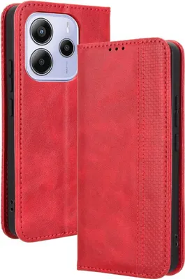 Produktbild von Xiaomi Redmi Note 14 4G Hülle - Coverup Vintage Style Klapphülle - Rot