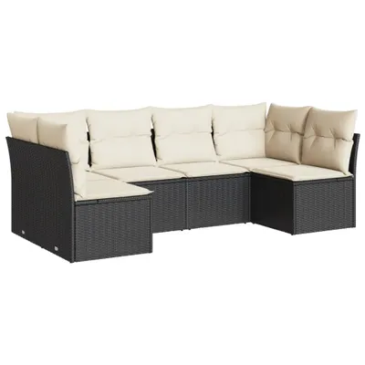 Produktbild von vidaXL 6-tlg. Garten-Sofagarnitur mit Kissen Schwarz Poly Rattan