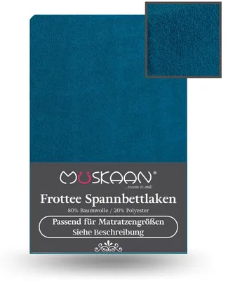 Produktbild von Frottee Spannbettlaken 90x200 cm - 100x200 cm Spannbetttuch Laken petrol