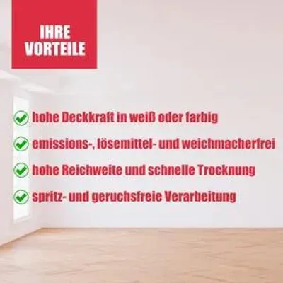 Produktbild von DICHTON PREMIUM Wandfarbe matt 5l in Weiss Dispersionsfarbe - scheuerfest, höchste Deckkraft, Desinfektionsmittelbeständig, lösemittelfrei D.77W