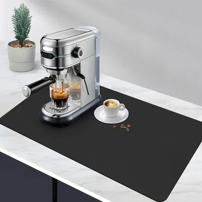 Image de Tapis d'égouttage, tapis pour machine à café (60 x 30 cm, noir), tapis d'égouttage absorbant / tapis de séchage / tapis antidérapant pour la cuisine, l'évier et la salle de bains