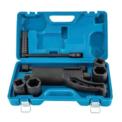 Produktbild von Schwerlast Radmutternschlüssel LKW - Drehmomentvervielfältiger 1:64 - bis 4800 Nm - 25 mm Vierkantantrieb - 4 Stecknüsse 21–41 mm - Schwarz