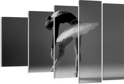Produktbild von Bild auf Leinwand - Leinwandbild - 5 Teile - Ballerina Figur Schwarz und Weiß - 150x100cm - Wand Bild - Wanddeko - Wandbilder - Leinwanddruck - Bilder - Wanddekoration - Leinwand bilder EG150x100-4400