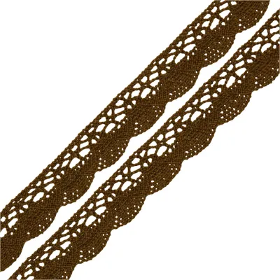 Klöppelspitze Baumwolle ab 1m x 19mm Spitzenband für Hochzeit Deko Nähen Oeko-Tex DIY Farbwahl braun