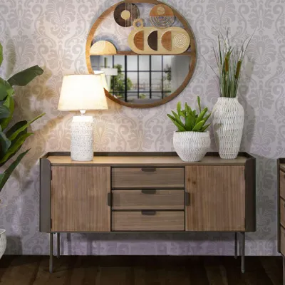 Immagine prodotto di Mobile in metallo e legno marrone cm 145x47x76