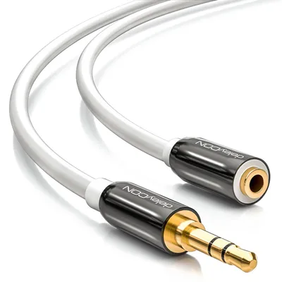 Produktbild von deleyCON 1,5m Stereo Audio Verlängerungskabel 3,5mm AUX - Weiß
