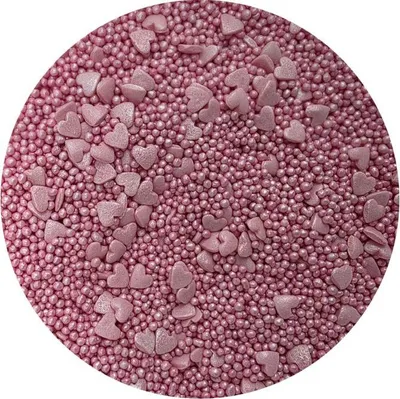 Produktbild von Metallic-Zuckerdekorationen Rosa Herzen Mix 80g