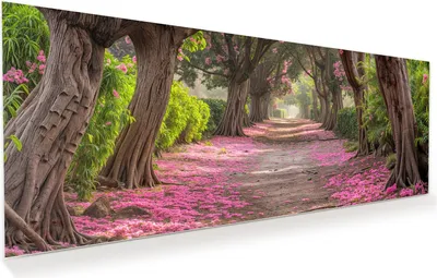 Produktbild von Glasbild 100x40cm in XXL für Wohnzimmer, Schlafzimmer Motiv Blütenallee