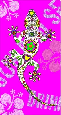 Zdjęcie produktu dla Miracle Home. Ręcznik plażowy z mikrofibry "Eidechse", 100% poliester, różowy, 75 x 145 cm