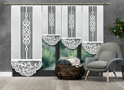 Produktbild von Fertiggardine, Gardine Jacquard, Vorhang, ELEKTRA, Weiß - 80x230 cm