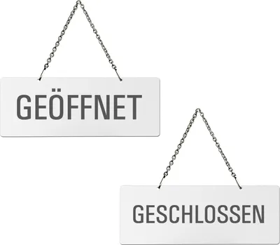 Produktbild von Hängeschild | Wendeschild Geöffnet Geschlossen | Melamin  weiß   Format 175x65 mm